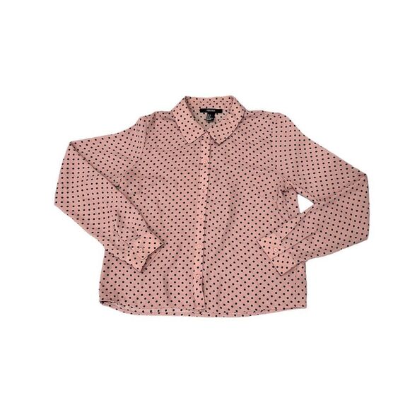 Forever 21 Pink Polka Dot Button Up Blouse - Picture 1 of 5